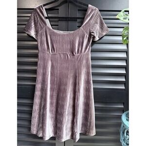 NWT Mocha Velvet Babydoll Dress Loveriche A-line Short Sleeve Scoop Neck Small